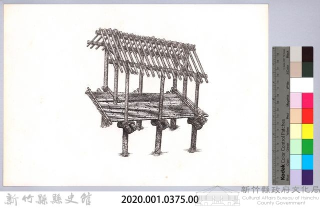 六柱穀倉-7六柱穀倉側開式的搭建7：放斜木藏品圖，第2張