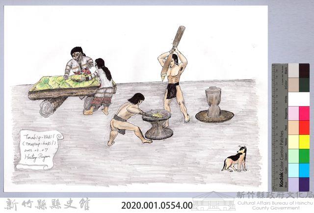 黑帶巴彥畫冊-38糯米餅製作3：搗糯米餅藏品圖，第2張