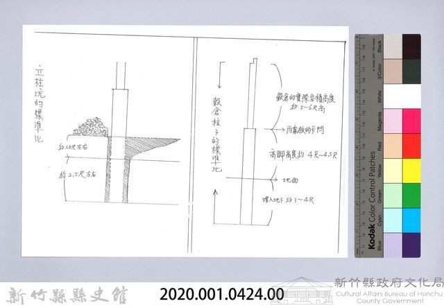 七柱穀倉-19立柱前的準備：立柱與柱坑尺寸圖-2藏品圖，第2張