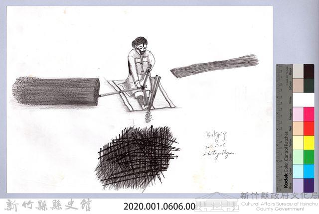 黑帶巴彥畫冊-60採收苧麻3：刮苧麻藏品圖，第2張