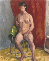 紅色簾幕裸女藏品圖，第1張