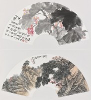 （上）花卉秋海棠（下）山水秋嶺蒼松的圖片