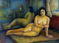 鏡前裸女的圖片