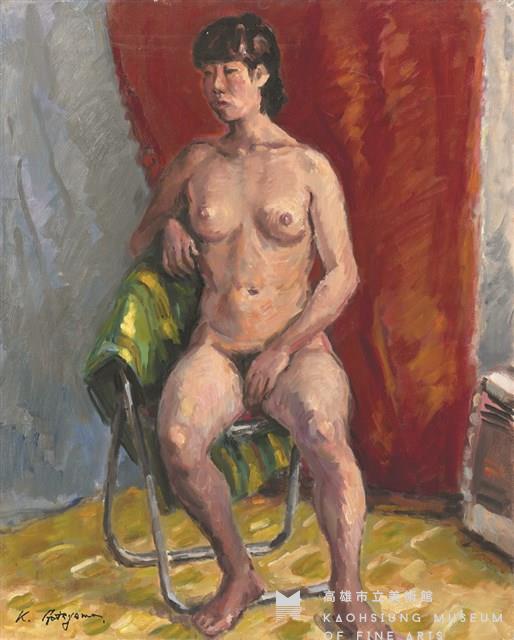 Nude in Front of Red Curtain Collection Image