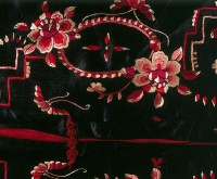 黑緞地立領對襟窄袖彩繡花卉紋女褂藏品圖，第3張