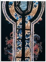 深青緞地立領對襟寬袖彩繡蝶花紋女褂藏品圖，第3張