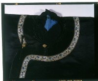 黑緞地琵琶襟立領寬袖彩繡麻姑上壽紋女褂藏品圖，第2張