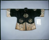 黑緞地立領對襟窄袖盤金仙鶴團花女褂藏品圖，第1張