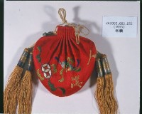 紅緞地福壽雙全雞心香囊藏品圖，第3張