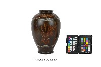 黑漆鑲貝彩繪磨顯杵歌紋瓶藏品圖，第1張