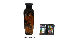 黑漆彩繪磨顯杵歌紋四方瓶藏品圖，第1張