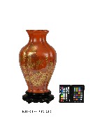 朱漆描金山水紋瓶藏品圖，第2張