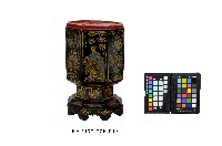 黑漆金骨填彩美女花鳥紋糕餅座藏品圖，第2張