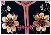 黑緞地立領對襟窄袖彩繡花卉紋女褂藏品圖，第5張