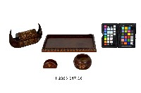 木雕彩繪原住民圖紋煙具組（四方形托盤、船型煙盒、圓型煙灰缸、半圓型火柴架）藏品圖，第5張