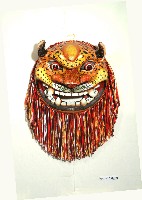 紙糊彩繪獅頭的圖片