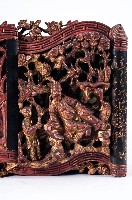 黑紅鎏金書卷透雕立式香筒藏品圖，第2張