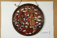 朱漆透雕七爺八爺圓形掛飾藏品圖，第1張