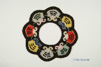 五彩緞地八卦型彩繡圍涎藏品圖，第1張