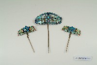 銀琺瑯蝴蝶花卉簪藏品圖，第1張