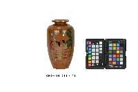 黃地貝殼鑲嵌彩繪杵歌紋漆瓶藏品圖，第1張