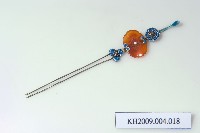 銀琺瑯鑲瑪瑙花卉紋耳掏釵藏品圖，第1張