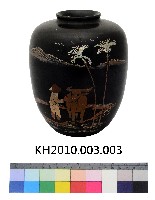 農夫與黃牛蓬萊圖樣漆花瓶藏品圖，第1張