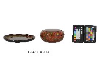 雕刻彩繪花卉紋圓形漆盒及盤藏品圖，第5張