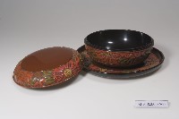 雕刻彩繪花卉紋圓形漆盒及盤藏品圖，第6張