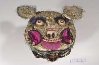 黑緞地橄欖綠頂立體雙虎造型童帽藏品圖，第1張