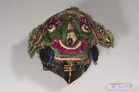 黑緞地青綠色頂立體雙虎造型童帽藏品圖，第4張