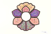 五彩緞地蓮花型彩繡圍涎-1藏品圖，第1張
