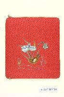 紅緞地四季平安彩繡枕頂藏品圖，第2張