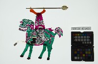 皮影戲偶全身男騎-老武淨騎青獅藏品圖，第3張