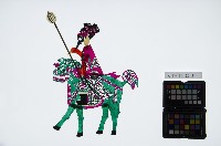 皮影戲偶全身男騎-老武淨騎青獅藏品圖，第1張