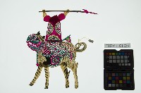 皮影戲偶全身男騎-老武淨騎老虎藏品圖，第3張