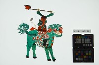 皮影戲偶全身男騎-老武生騎青獅藏品圖，第3張