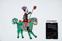 皮影戲偶全身男騎-老武生騎青獅藏品圖，第1張