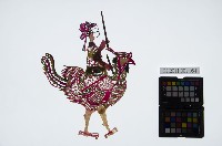 皮影戲偶全身女騎-道姑騎禽鳥藏品圖，第1張