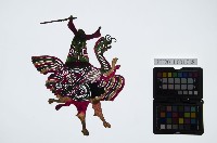 皮影戲偶右男騎-官爺騎禽鳥精怪（偶身）藏品圖，第1張