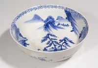 大圓瓷碗（山水青花）藏品圖，第1張