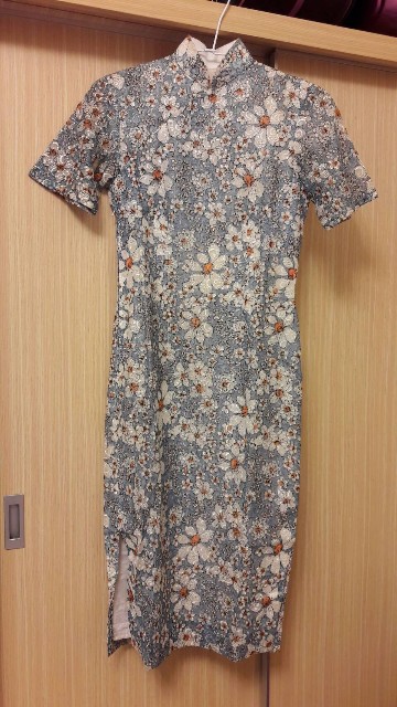 蕾絲刺繡印花旗袍的圖片