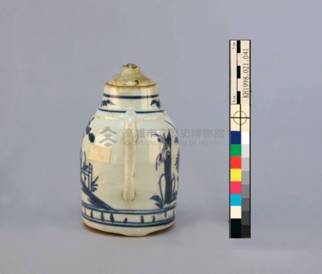 花草人物紋青花帶繫注壺藏品圖，第13張