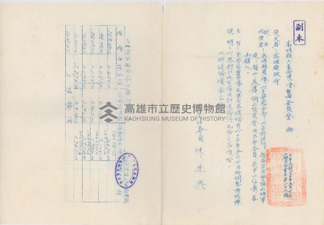 高雄縣六龜鄉農會家畜市場毛豬交易價格調整書藏品圖，第1張