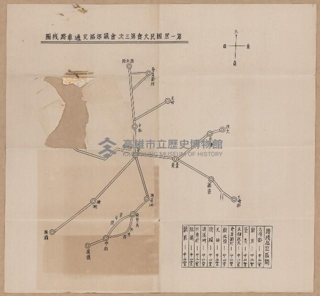 第一屆國民大會第三次會議郊區交通車路線及乘車點位置圖藏品圖，第1張