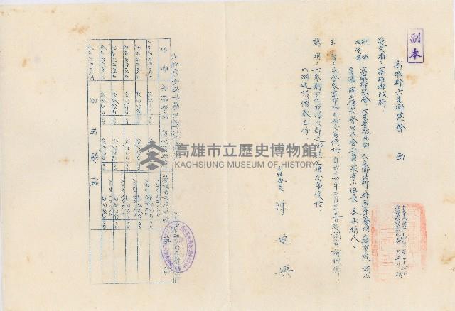 高雄縣六龜鄉農會家畜市場毛豬交易價格調整書藏品圖，第1張