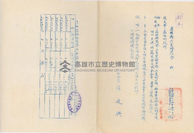 高雄縣六龜鄉農會家畜市場毛豬交易價格調整書藏品圖，第1張