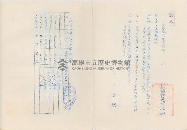 高雄縣六龜鄉農會家畜市場毛豬交易價格調整書藏品圖，第1張