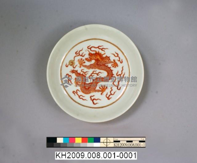 -1：紅彩描金龍紋盤壹對、-2：紅彩描金龍紋盤壹對藏品圖，第1張