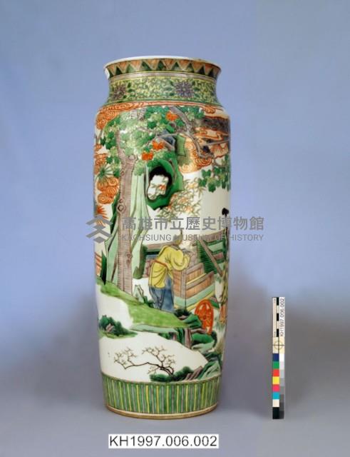五彩人物直筒式花瓶藏品圖，第3張